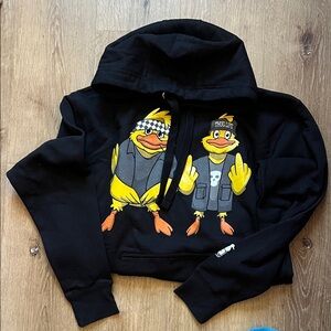 Black Hoodie with Cartoon Duck Design